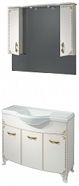 Какса-а Мебель для ванной Классик-Д 105 белый/золото, подсветка – фотография-1