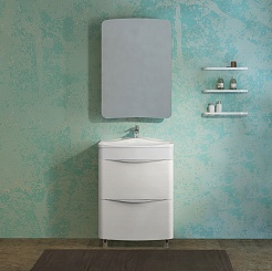 Velvex Мебель для ванной Iva 60 напольная, белая, зеркало-шкаф – фотография-2