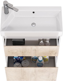 Dreja Мебель для ванной Slim 65 подвесная белая/дуб кантри – фотография-10