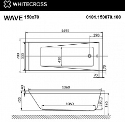 WhiteCross Акриловая ванна Wave 150x70 – фотография-4