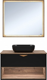 Brevita Мебель для ванной Bergen 90 подвесная дуб галифакс олово/черная – фотография-1