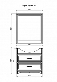 ASB-Woodline Мебель для ванной Берта 85, массив ясеня, белый/патина серебро – фотография-3