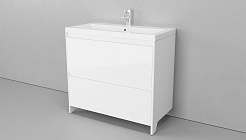 Velvex Мебель для ванной напольная Klaufs 100 белая, 2 ящика – фотография-7