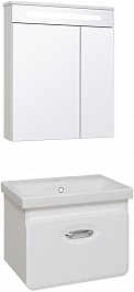 Runo Мебель для ванной Капри 60 с зеркальным шкафом Парма подвесная белая – фотография-1
