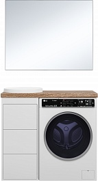 Brevita Мебель для ванной Grafit 100 под стиральную машину белая/махагон – фотография-1