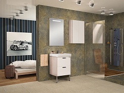 Акватон Мебель для ванной "Йорк 55" белый/ясень фабрик – фотография-4