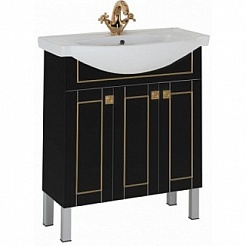 Aquanet Мебель для ванной "Честер 75" черный/золото – фотография-6