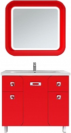 Водолей Мебель для ванной "Арнелла 90" напольная красная – фотография-1