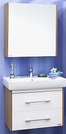 Sanflor Мебель для ванной Ларго 2 60 L, вяз швейцарский, белая – фотография-1