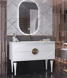 Opadiris Мебель для ванной Ибица 120 с овальным зеркалом белая/золото – фотография-1