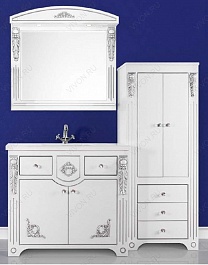 Водолей Пенал "Версаль 60" 2 двери, белый/серебро – фотография-4