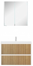 Velvex Мебель для ванной подвесная Klaufs 100 белая/дерево, 2 ящика – фотография-1
