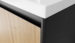 Velvex Мебель для ванной подвесная Klaufs 90 черная/дерево, 2 ящика – фотография-7