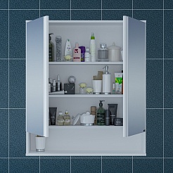 СанТа Мебель для ванной Вегас 75 2 ящика с зеркальным шкафом Вегас 80 белая – фотография-9