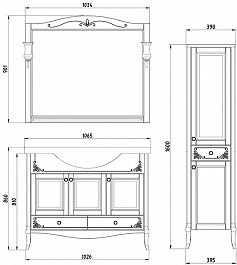 ASB-Woodline Мебель для ванной Салерно 105 белый (патина серебро), массив ясеня – фотография-10