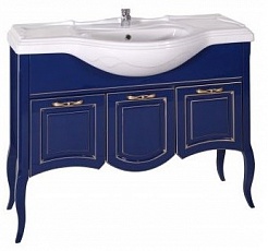 ASB-Woodline Мебель для ванной Эмили 105 синий/ патина золото – фотография-3