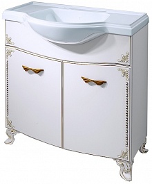 Какса-а Мебель для ванной Классик-Д 80 белый/золото, подсветка – фотография-6