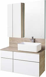 Акватон Мебель для ванной Мишель 100 дуб эндгрейн/белый – фотография-1