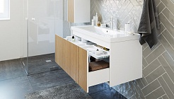 Velvex Мебель для ванной подвесная Klaufs 100 белая/дерево – фотография-5