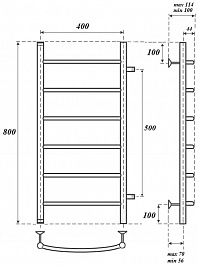 Point Полотенцесушитель водяной П6 400x800 PN04548 хром – фотография-3