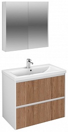 Velvex Мебель для ванной подвесная Klaufs 80 белая/дерево, 2 ящика – фотография-1