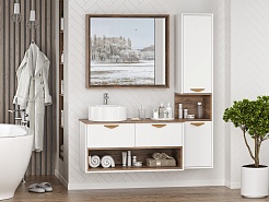 Brevita Мебель для ванной Bergen 105 подвесная дуб галифакс олово/белая – фотография-2