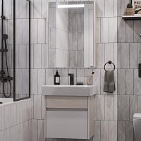 Акватон Мебель для ванной Верди Pro 60 подвесная белая/ясень фабрик