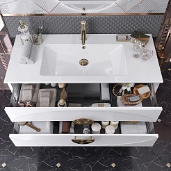Opadiris Мебель для ванной Ибица 120 с овальным зеркалом белая/золото – фотография-7