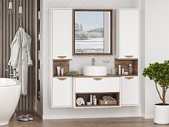 Brevita Мебель для ванной Bergen 80 подвесная дуб галифакс олово/белая – фотография-2