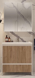 Velvex Мебель для ванной напольная Klaufs 90 белая/дерево – фотография-1