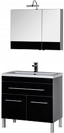 Aquanet Мебель для ванной Верона 90 черная, с ящиком, напольная (230315) – фотография-1