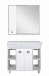 Misty Зеркало-шкаф Мия 90 L белый/серый – фотография-2