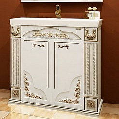 Misty Мебель для ванной Барокко 100 белая патина – фотография-2