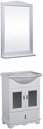Bas Мебель для ванной Варна 60 белый, вставки стекло, ящик, зеркало – фотография-1