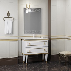  Мебель для ванной Порто 100 белый/золото – фотография-4