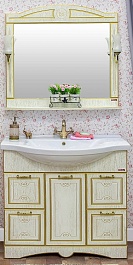 Sanflor Мебель для ванной Адель 100 белая, патина золото – фотография-1
