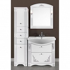 Водолей Мебель для ванной "Кармен 85" 2 ящика, белая/серебро – фотография-4