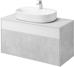 Акватон Мебель для ванной Марбл 100 Одри Round подвесная слэйт/белая матовая – фотография-8