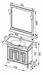 Aquanet Мебель для ванной Валенса 90 черный краколет/серебро (180447) – фотография-8