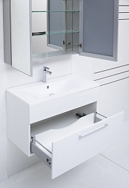 De Aqua Мебель для ванной Кубика 90, зеркало-шкаф Алюминиум – фотография-15