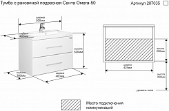 СанТа Мебель для ванной Омега 50 R подвесная – фотография-5