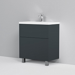 Am.Pm Мебель для ванной Gem 75 графит матовый, напольная, с 2 ящиками – фотография-12