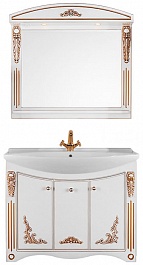 Водолей Мебель для ванной "Кармен 105" белая/золото – фотография-1
