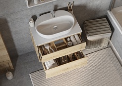 Акватон Мебель для ванной с белой столешницей Либерти 75 Одри Round дуб эльвезия – фотография-4
