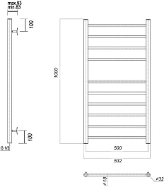 Domoterm Полотенцесушитель Медея П10 500x1000 хром – фотография-3