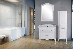 ASB-Woodline Мебель для ванной Модерн 85 белый (патина серебро) – фотография-3