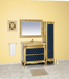 Misty Мебель для ванной Bogema 100 черная кожа/золото – фотография-3