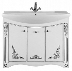 Водолей Мебель для ванной "Кармен 105" белая/серебро, зеркало в раме – фотография-3
