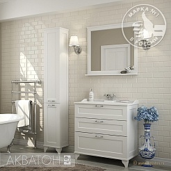 Акватон Мебель для ванной "Леон 80 Н" дуб белый – фотография-2