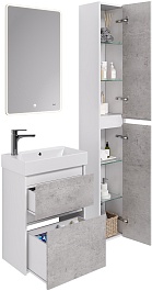 Dreja Мебель для ванной Slim 65 подвесная белая/бетон – фотография-4